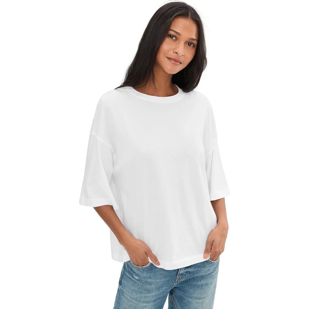 White cotton t-shirt with a relaxed boho fit
